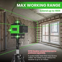 Niveau laser 4D à 16 lignes, ligne verte, auto-nivelant, 360° horizontal et vertical, niveau laser puissant, outils de construction professionnels 3