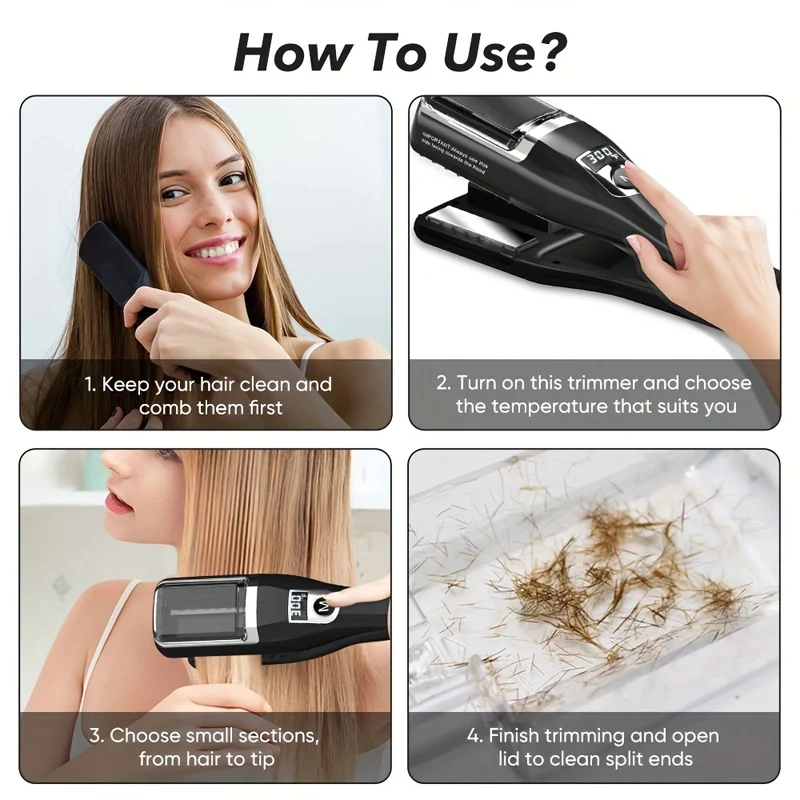 2 in 1 Straighten Hair and Trim Split Ends Automatic Hair Cutting Machine Remover Dry Damaged 5