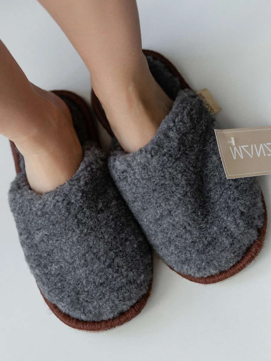 Pantoufles de maison en laine écologique pour femmes, pantoufles
