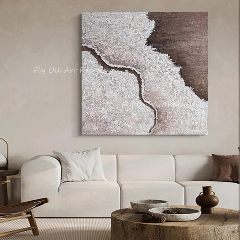 

100% Handmade abstract ocean seascape handpainted large size picture waterful thick oil painting for office living room gift