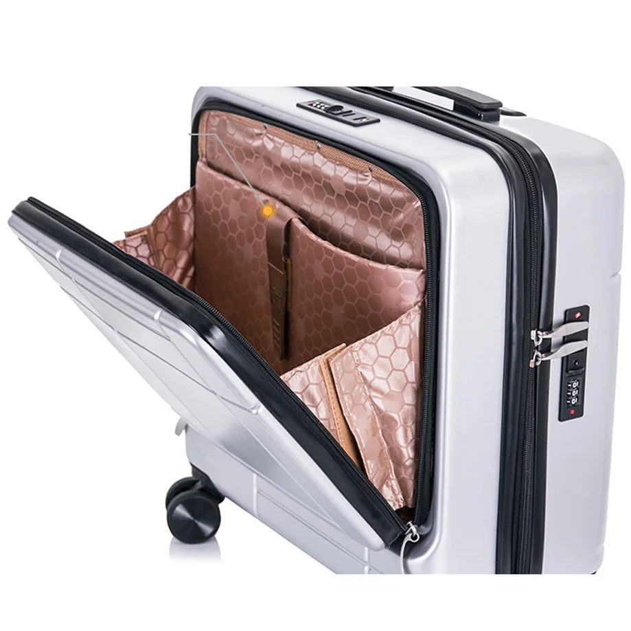 Maletas pequeñas con ruedas mujer, de 18 pulgadas, parte delantera abierta, con Mini valijas de equipaje, envío gratis| | - AliExpress