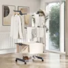 Clothes Drying Rack,4-Tier Foldable Stainless Steel Drying Rack Clothing, Movable Drying Rack 4 castors,for Bed Linen,Clothing 6