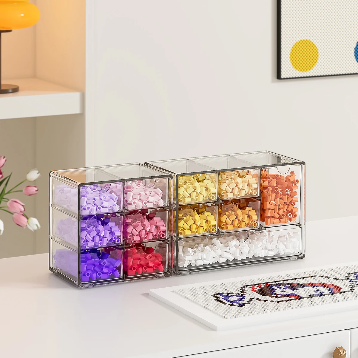 Clear Acrylic Multi-Drawer Organizer for Office, Makeup, and Jewelry Storage
