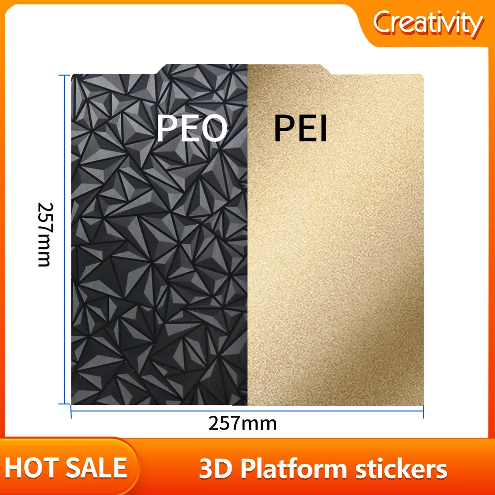 Creatività 257X257 Foglio Peo/Pei Accessorio Per Stampante 3D Adesivo Per Piattaforma Per Bambulab P1P/X1/X1C/P1S/A1 Adesivo Quadrato Nero