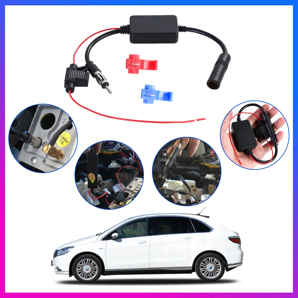 KUNFINE Universal Auto Car Radio FM Antenna Signal Booster Amplifier for Marine Car Vehicle Boat RV 12V Signal Antenna Enhance car antenna car accessories fm antenna