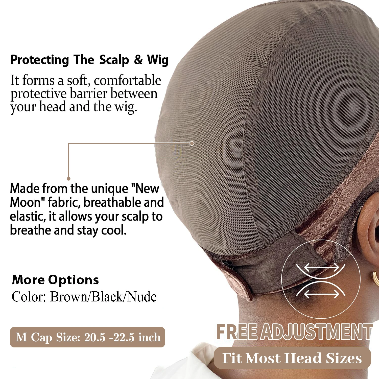 Wig Cap with Grip Band for Keeping Wigs in Place Full Cap-wide Transparent Lace for Lace Front Wigs Wig Accessories