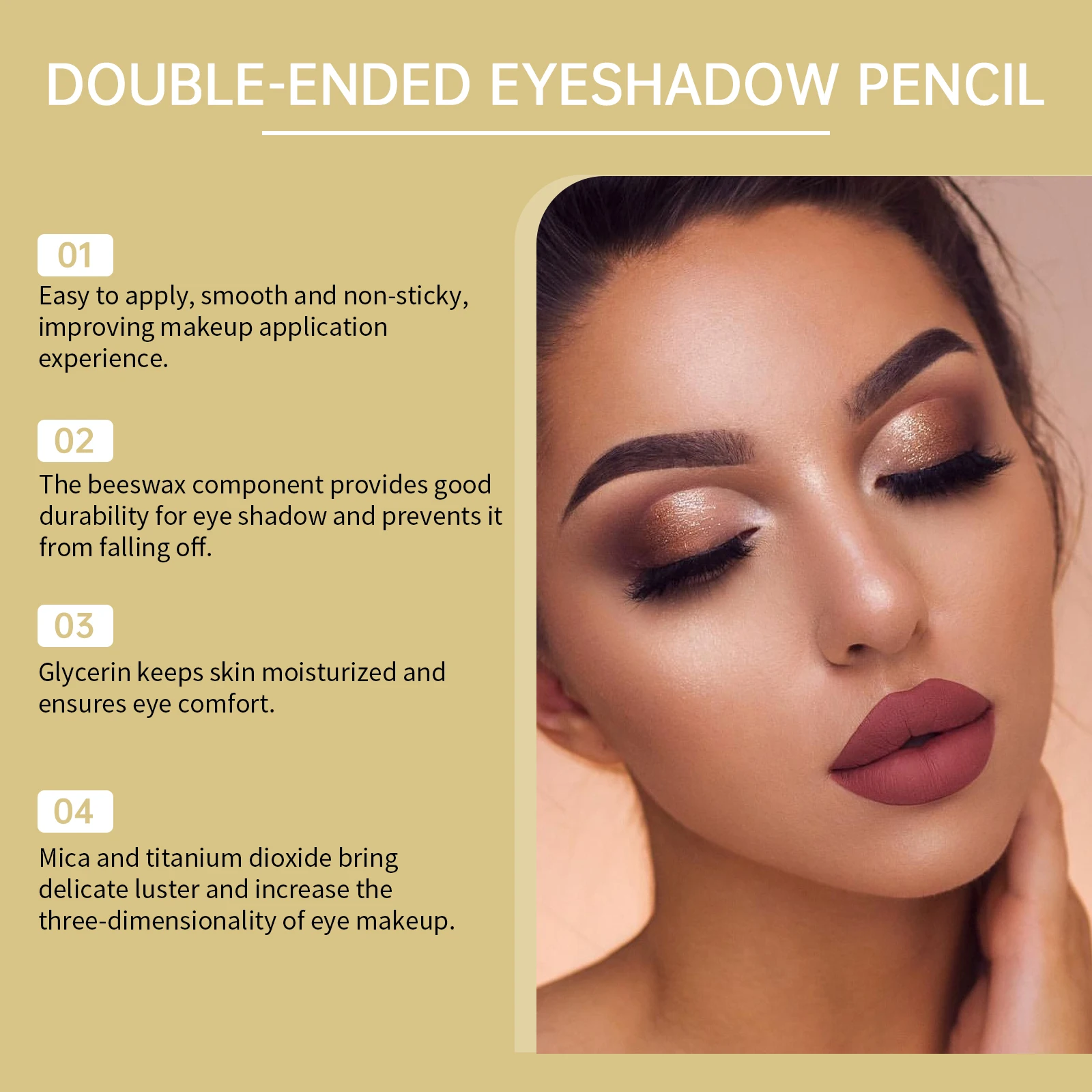 EELHOPE Double Head Eyeshadow Pencil Lasting Eye Makeup Non-sticky Smoothing Shiny Enhance Color Good Cover Eyeshadow