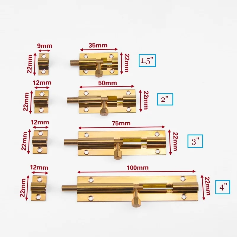 10Pcs Brass Slide Barrel Door Bolt Latch With Screws For Furniture Cupboard Cabinet Window
