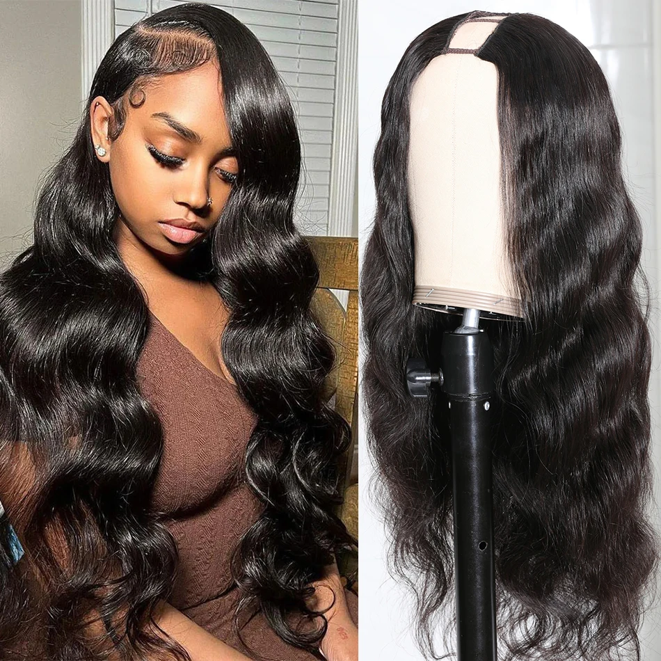 Body Wave U Part Wig Human Hair Machine Made Body Wave U Part Wig For Women Brazilian Human Hair Glueless 180% Density