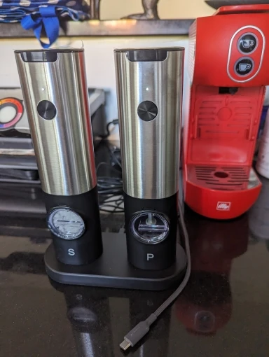 Spice Sync: USB Rechargeable Salt & Pepper Grinder Set with LED Light photo review