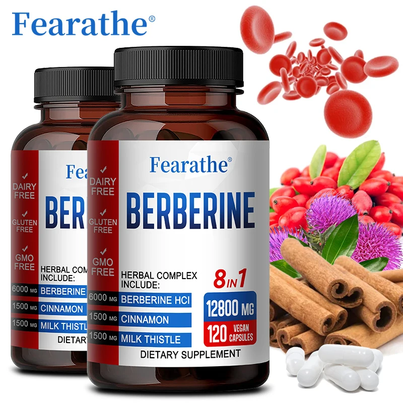 Ultra High Strength Berberine Supplement 12,800 Mg with Ceylon, Milk Thistle-Supports Immune, Cardiovascular and GI Health berberine capsules