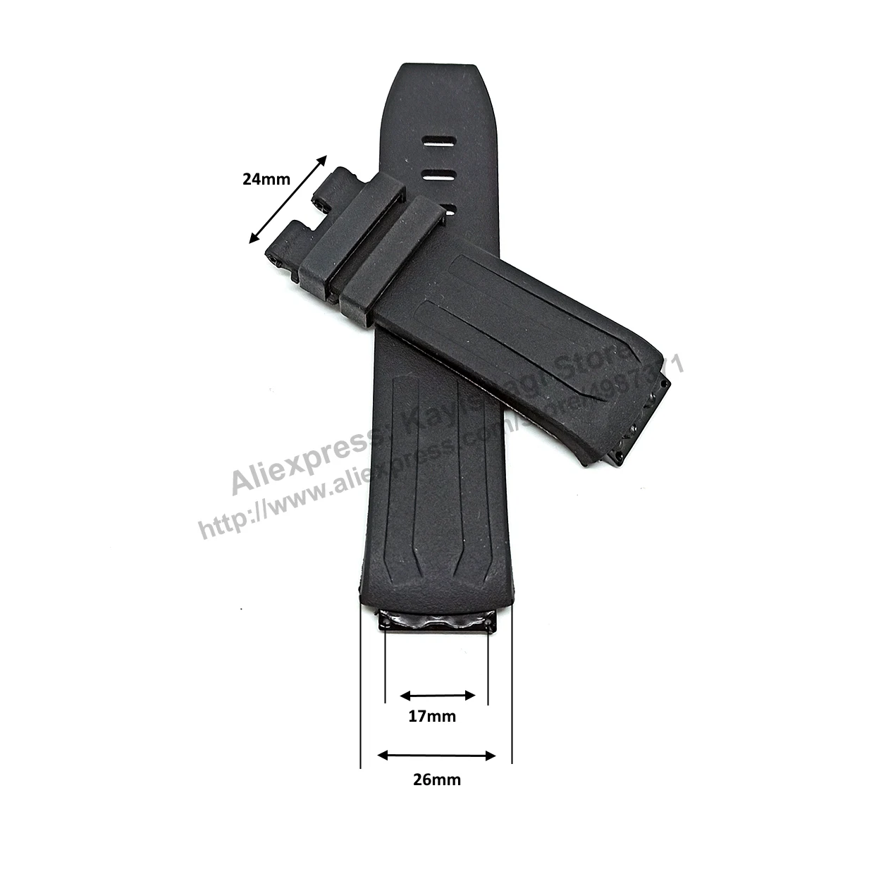 Cinturino Per Cinturino In Gomma Nera Da 17Mm Compatibile Ap Audemars Piguet Royal Oak Offshore 26560Io 26577Ti 26221Ft
