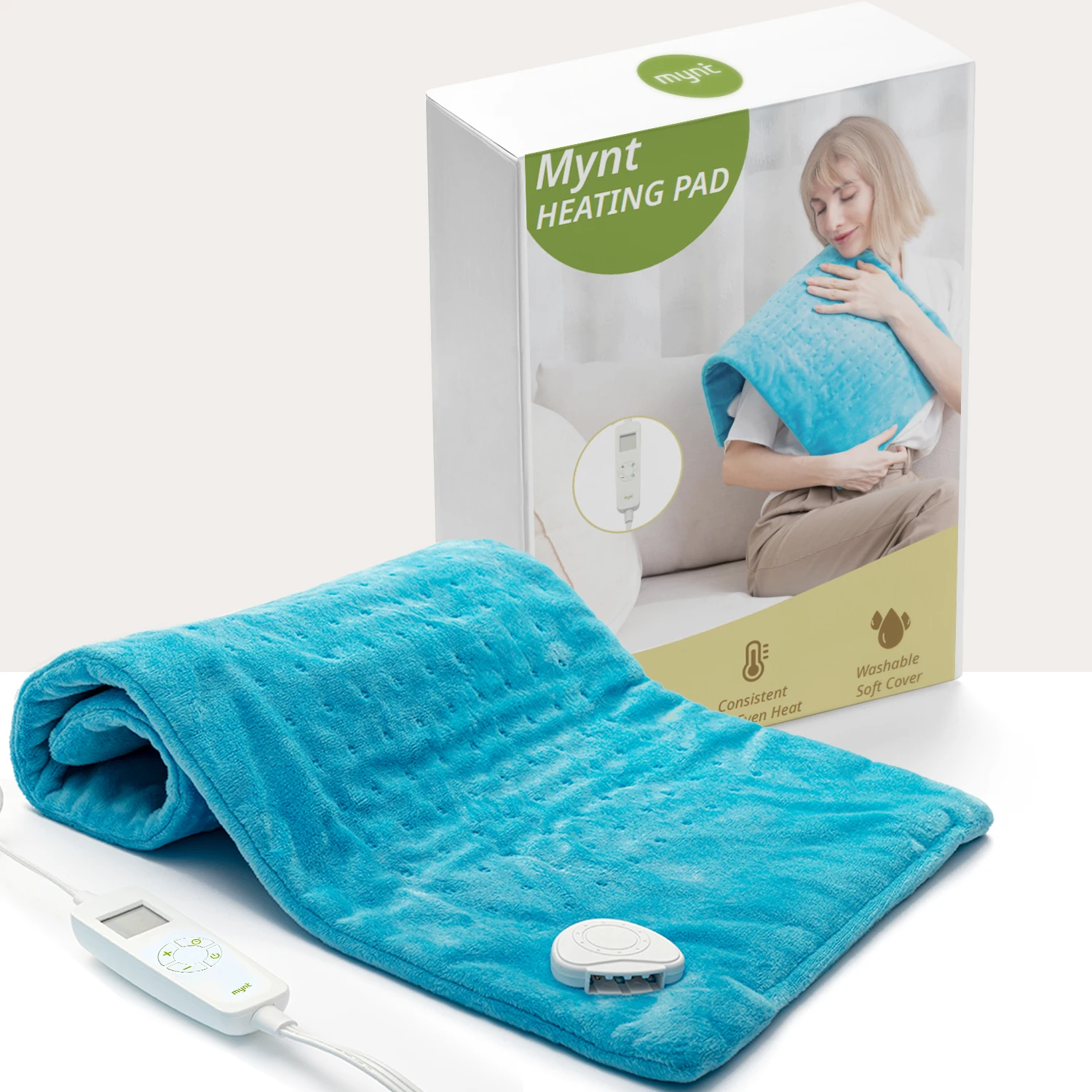 MYNT Heating Pad with Removable Hand Controller and Washable Soft Material Fast Heating for Back Shoulder Waist (Blue)) electric blankets heating pad fast heater 6 levels of temp 4 timers adjustable tape soft surface for lumbar back shoulders