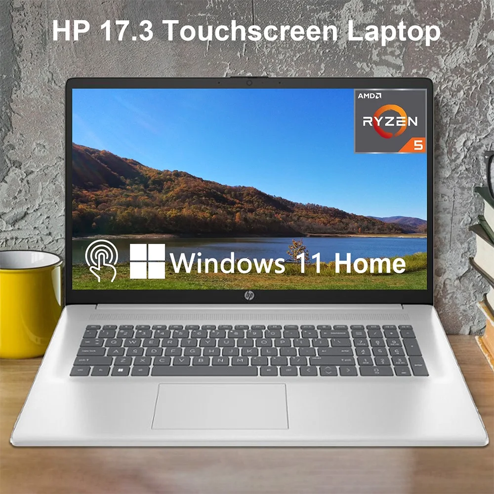 HP 17.3" HD+ Touchscreen Business Laptop,AMD Ryzen 5 7530U(Beats i7-1165G7) Laptops Computer,Up to 64GB RAM,4TB SSD,WiFi 6