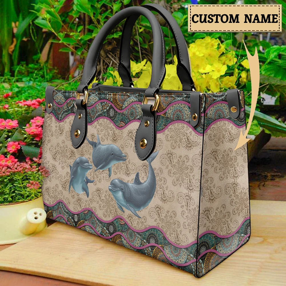 

Cute Dolphin Retro Mandala Handbags for Women Female Brand Design New Trendy Shoulder Bags Casual Large Capacity Totes Bag Gifts