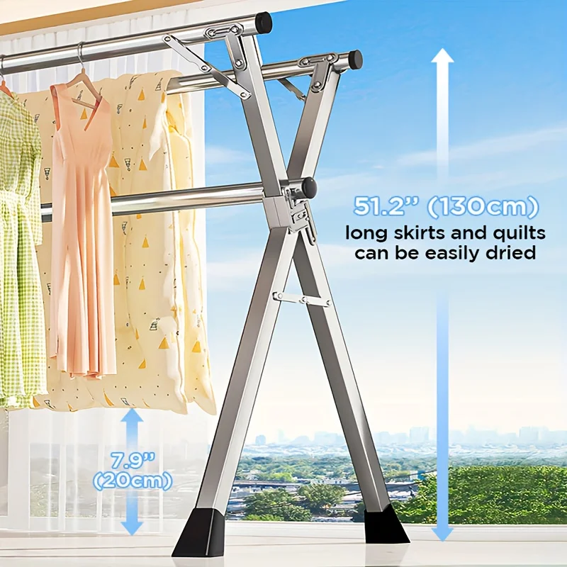 2025 New Layer Clothes Drying Rack with Shoe Storage Shelf–Organizer Shelf,Floor Standing Design for Bedroom,Balcony,or Bathroom 2