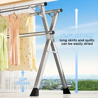 2025 New Layer Clothes Drying Rack with Shoe Storage Shelf–Organizer Shelf,Floor Standing Design for Bedroom,Balcony,or Bathroom 2