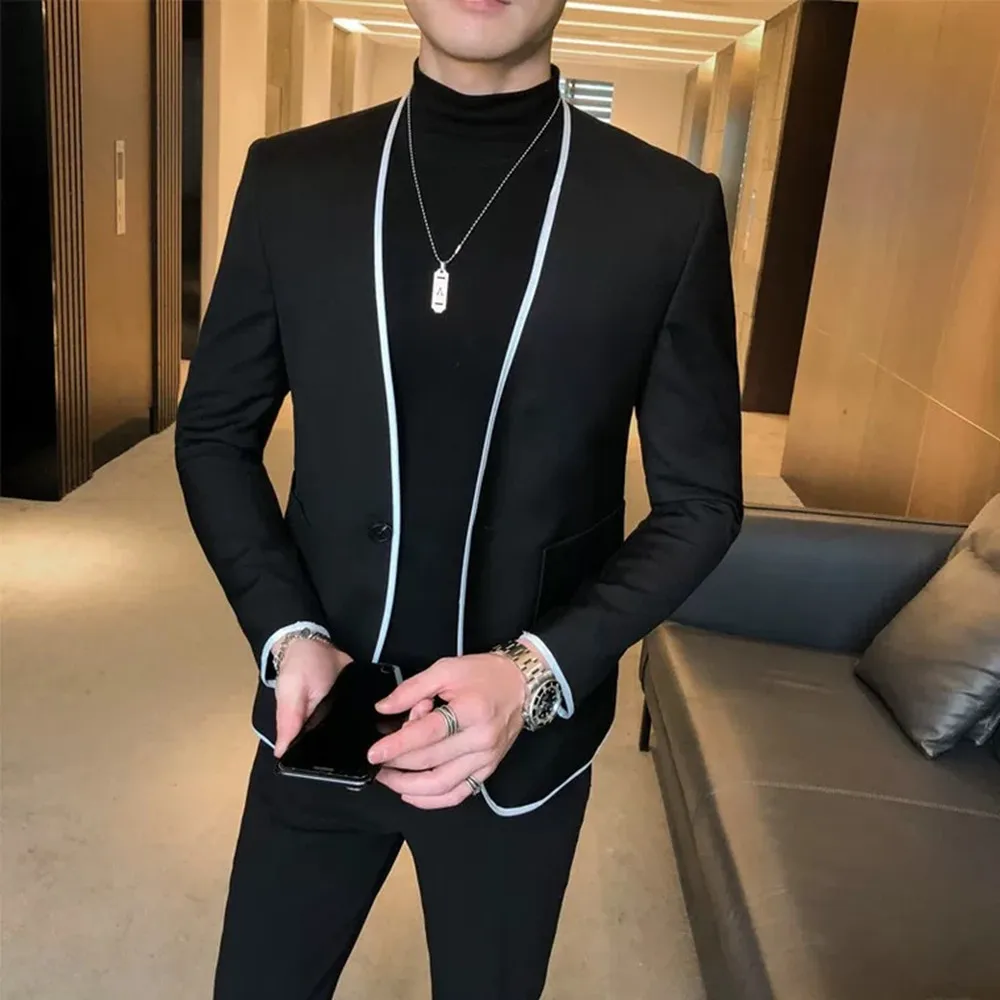 2023 Costume Homme Black Wedding Tuxedo Pant Terno Slim Fit One Button Groom Wear Formal Party Prom Men Suit Handsome Blazer