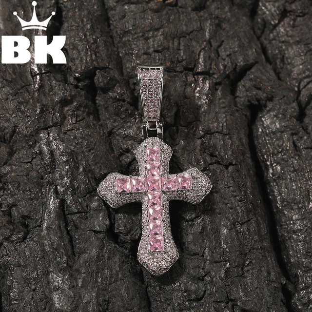 Handmade Pink Diamond Cross Pendant 925 Sterling Silver Party Wedding Pendants  Necklace For Women men Gemstone Jewelry - AliExpress