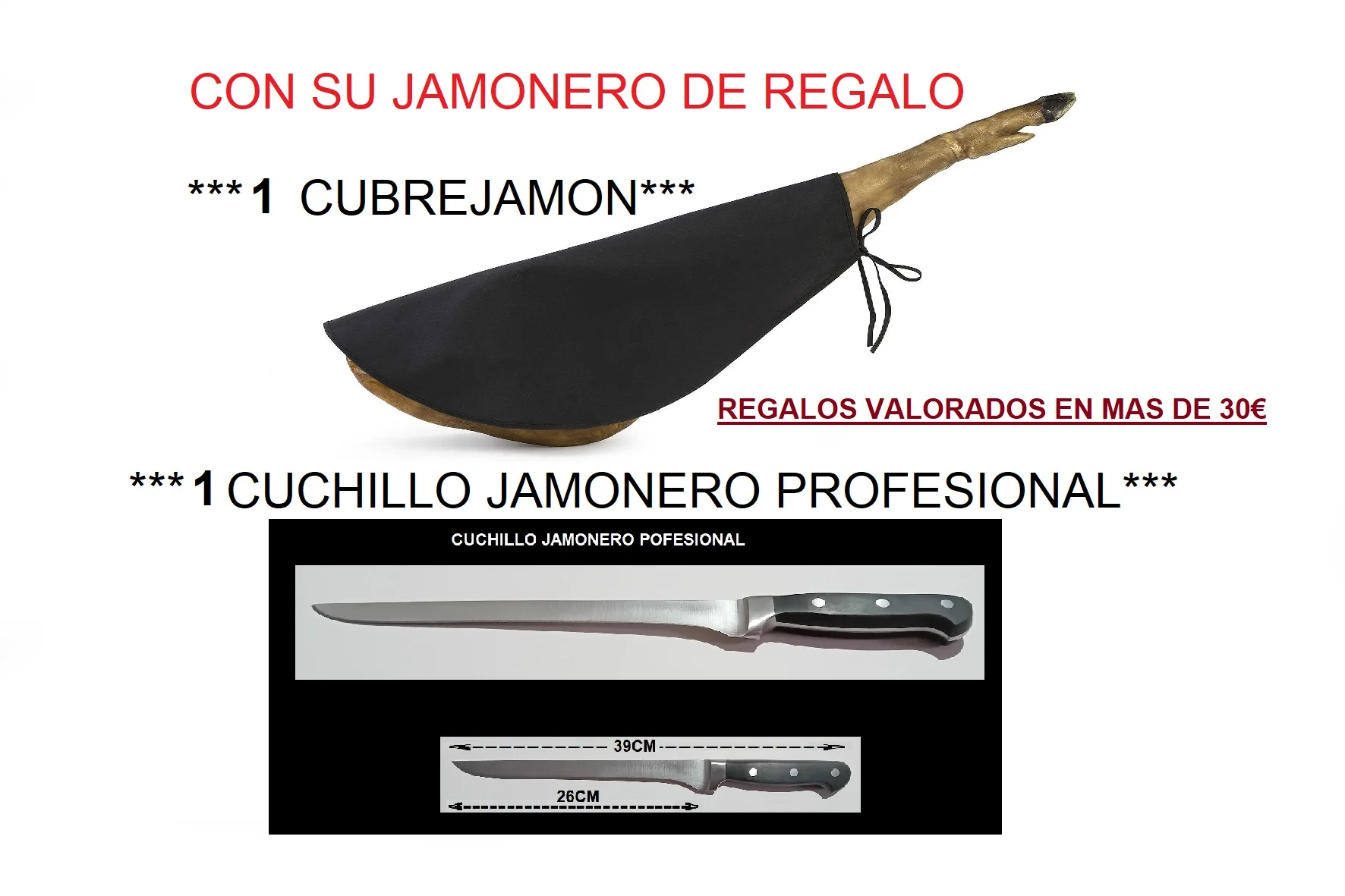 JAMONERO GIRATORIO BASCULANTE 17929 BASE DE FIBRA NEGRA CON CUCHILLOS,  AFILADOR Y MALETA