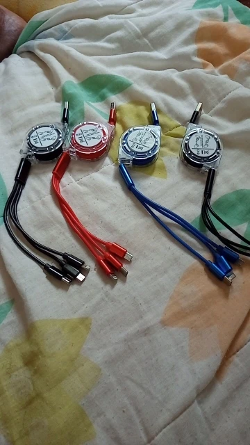 Cabo carregador 3 em 1retrátil 3A para Android/Universal Micro Type-C/Data 3 photo review