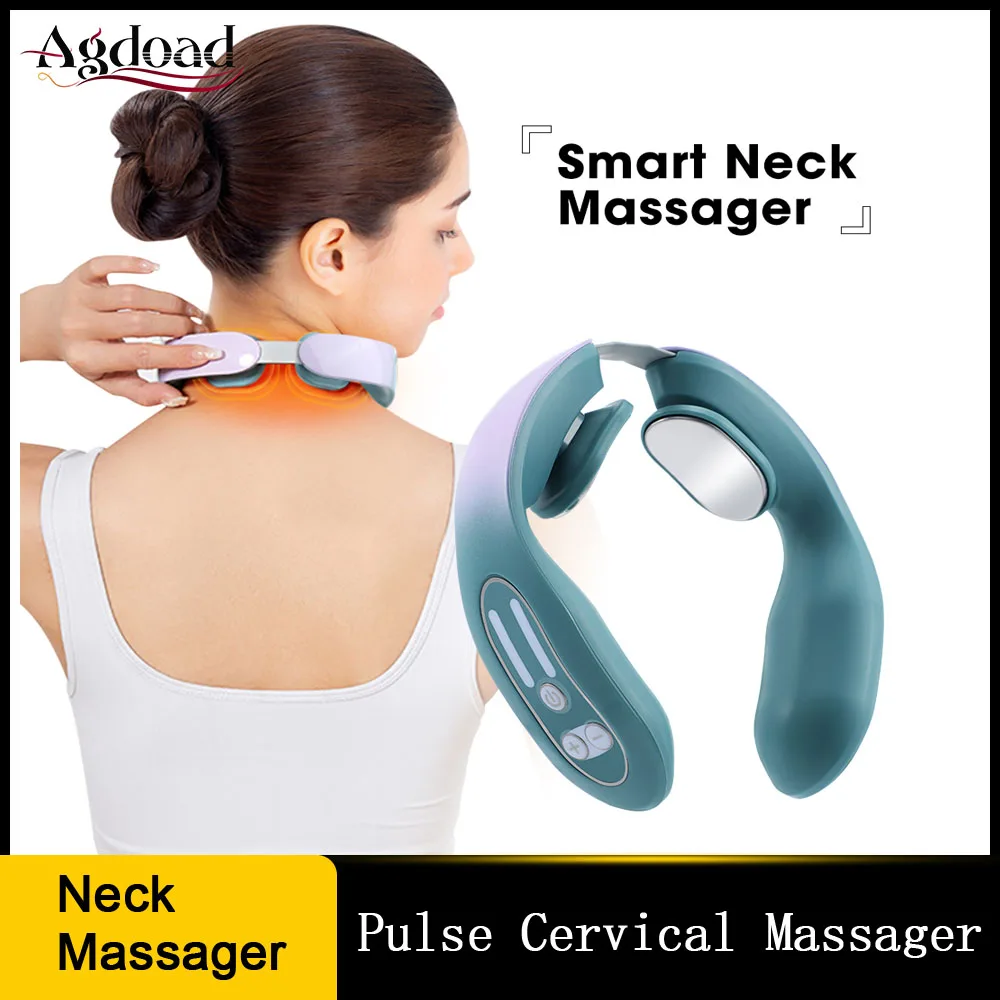 

USB Electric Neck Massager 12 Gears Hot Compress TENS Pulse Shoulder Cervical Spine Massager Pain Relief Acupoints Stimulation