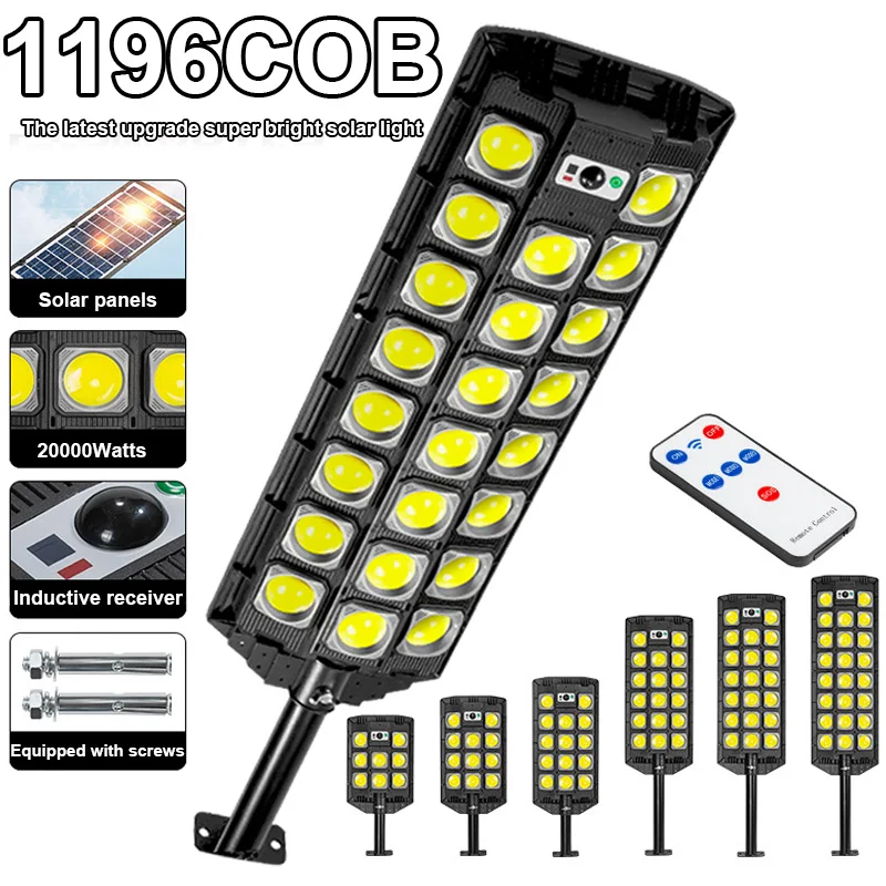 1000000LM Solar Street Lights with Motion Sensor Solar Outdoor LED Lamp IPX8 Waterproof Iron Lantern For Garden Garage led lamp solar garden lights led street lamp