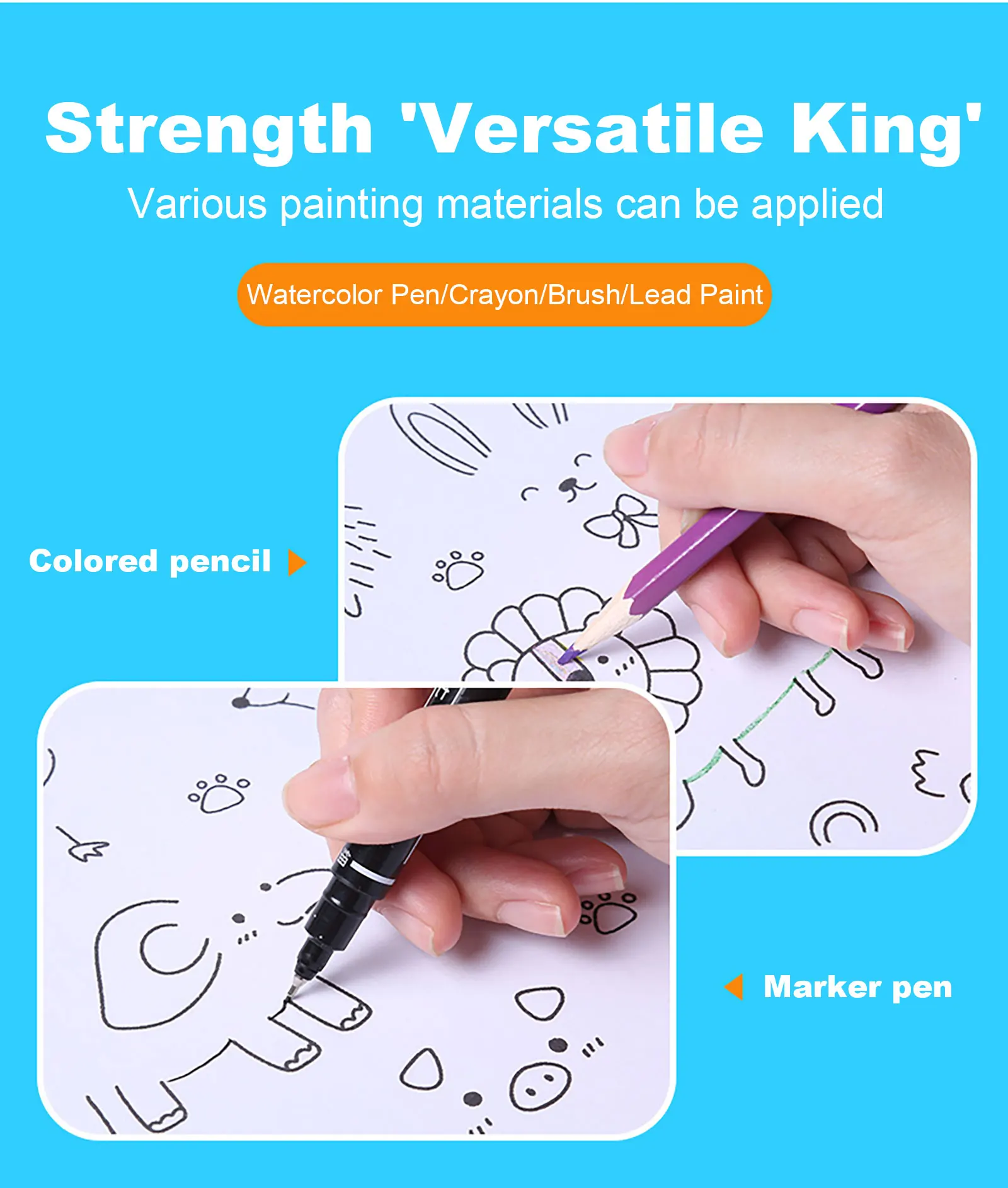 Pink Children DIY Color Filling Paper Roll Art Supplies