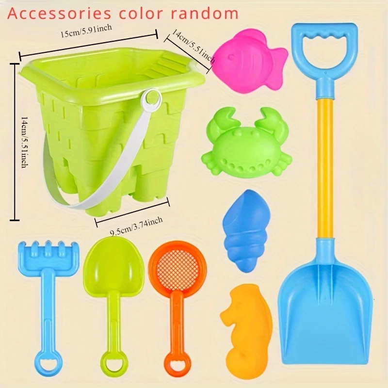 Children's Beach Toy Set Baby Playing In Water and Sand Large Sand Shovel Beach Bucket Sand Digging Tool Hourglass 6
