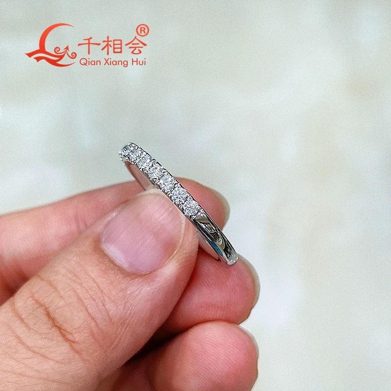 2mm Moissanite half  Eternity Ring Band 925 Sterling Silver D Color VVS Round Moissanite Diamond Rose Gold Plated Ring Jewelry