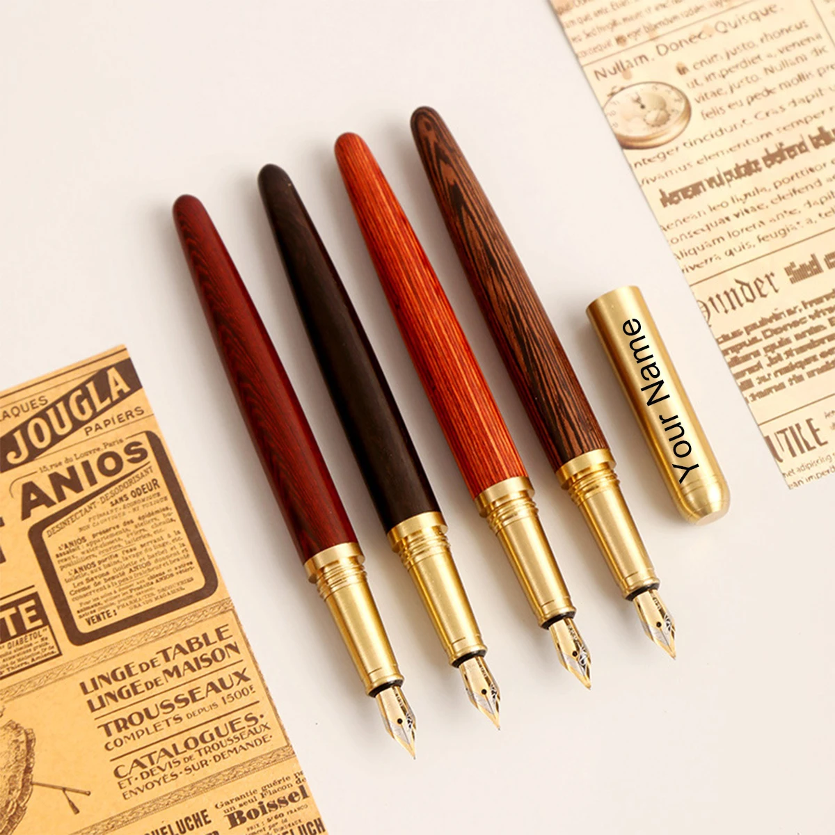 1PC Wooden Fountain Pens, Handcrafted Vintage Luxury Pen,  Business Pen, Smooth Writing for Journaling & Calligraphy,  for Signa - 5