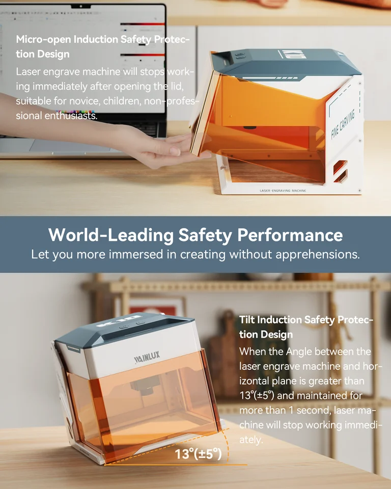 WAINLUX K10 3W 5W レーザー彫刻機、木材、レザー、シリコン、紙