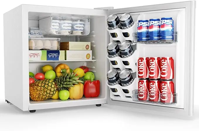 46L Mini-Kühlschrank mit Gefrierfach & umkehrbarer Tür, Energiesparend, für Schlafzimmer/Büro