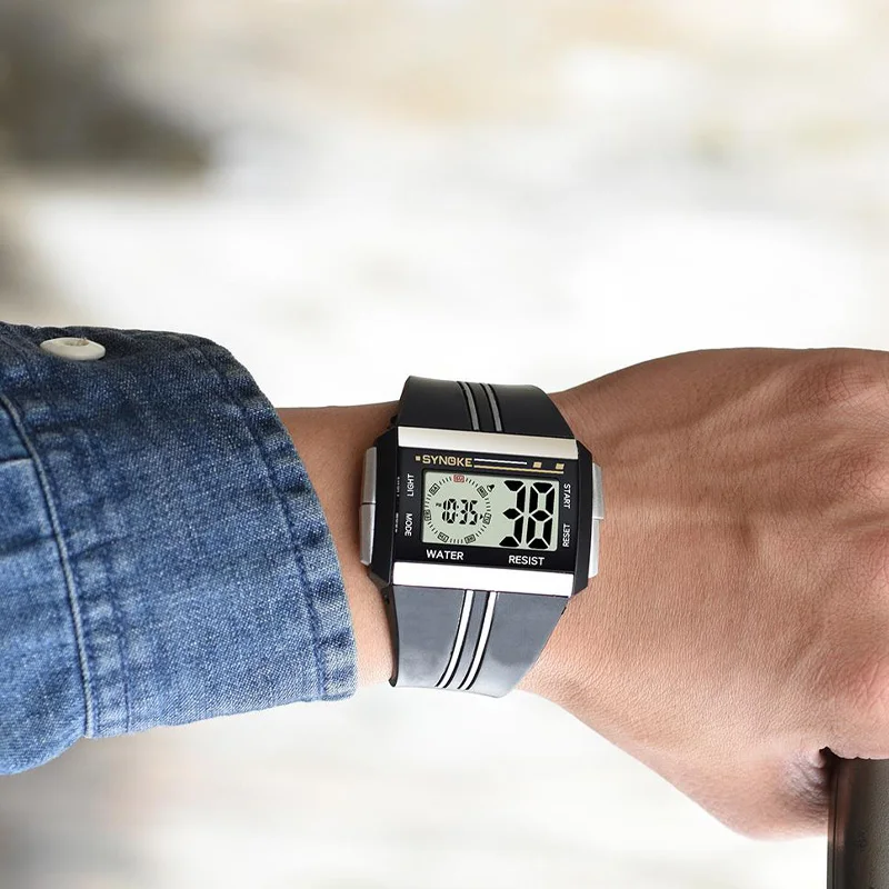 Tanio SYNOKE zegarki dla mężczyzn zegarek sportowy LED wodoodporny męski zegar elektroniczny