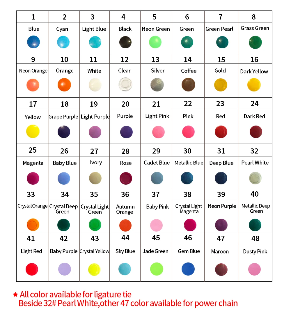 Extra-Long 15-Foot Elastic Power Chain in 48 Vibrant Colors
