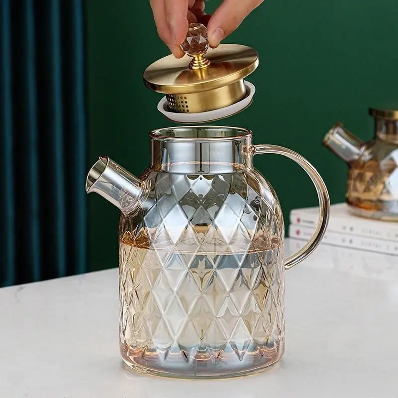 Set di bottiglie d'acqua da 1000 ml e 1800 ml, colore ambra francese, diamante kawaii, teiera, bollitore, tazza, pentole termiche, set regalo, accessori da cucina_voghion.com