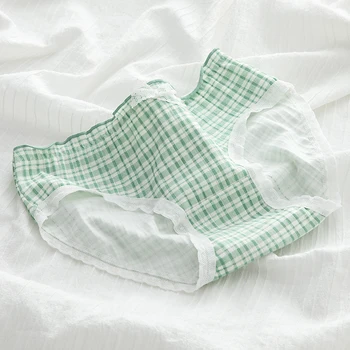 Intimo per donna mutandine Comfort in cotone traspirante intimo mutande a vita media slip ragazza carina a righe di colore verde