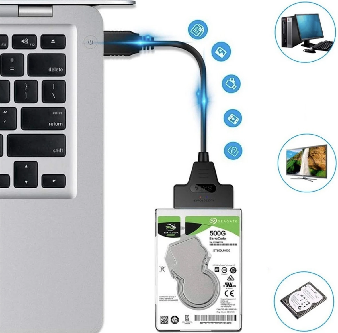 Cabo USB adaptador sata, ssd