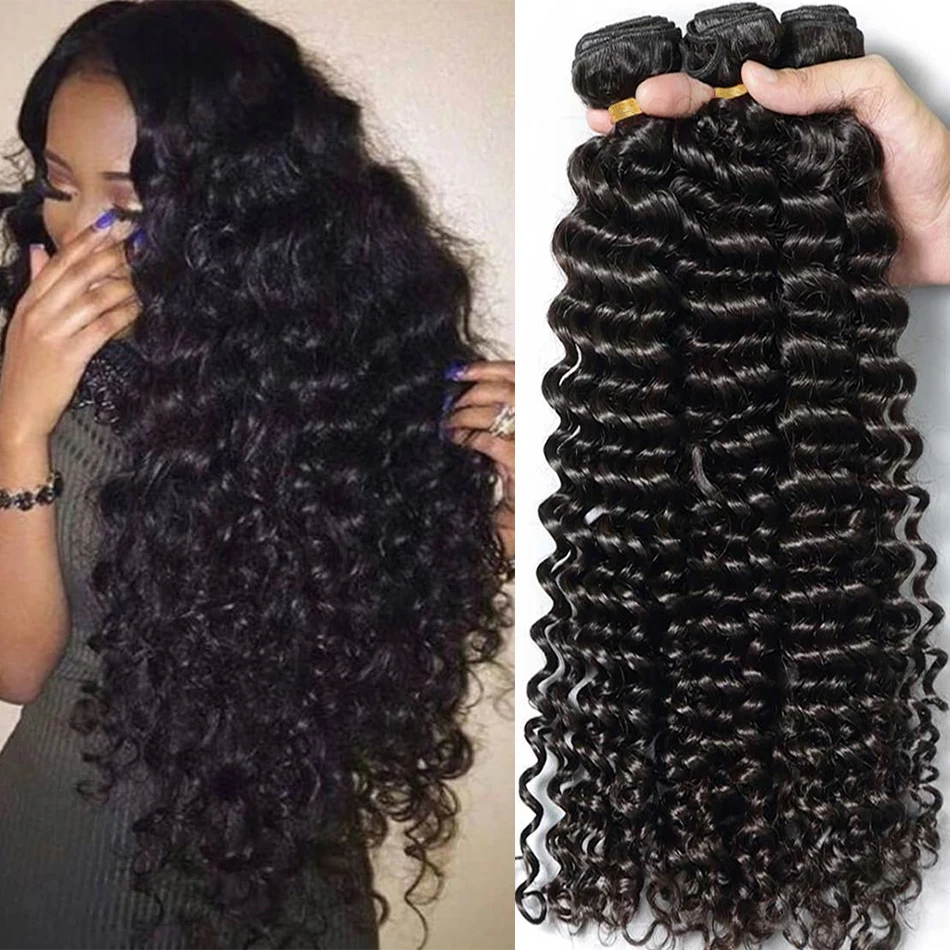 Peruvian Deep Wave Bundles Human Hair Water Wave Loose Deep Curly 1 3 4 PCS 30 Inch Long Extensions human hair extensions human hair bundles