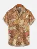 Summer new dense colorful rainbow bear print men's casual large size short-sleeved shirt 4
