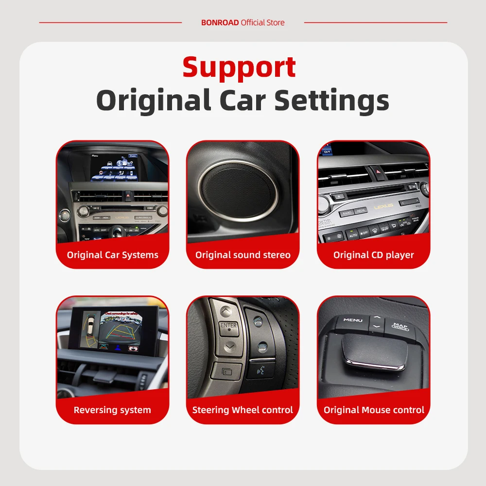 BONROAD 12,3 pulgadas Android 14 Radio de coche reproductor Multimedia inalámbrico Carplay para Lexus RX RX270 RX350 RX450 RX200T RX450H 2009-2015 3