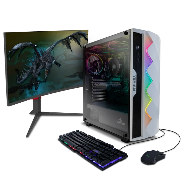 Pc Gaming Yeyian Sai, Amd Ryzen 5600x 6-core, 3.7 Ghz,geforce Gtx 1660 6 Gb  Gddr6, 240gb Ssd, 1tb Hdd, 16gb Ddr4 2666mhz, Atx Case, Monitor Sigurd 27  curved 165 Hz, Keyboard And