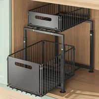 Organisateur sous évier à 2 niveaux avec tiroir coulissant, rangement de cuisine avec étagère coulissante à accès facile pour une cuisine sans désordre 5