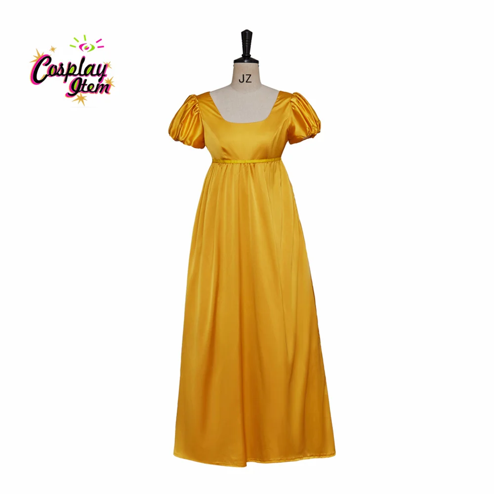 

18-е средневековое искусственное платье, винтажное платье стиля ампир, бальные платья с высокой талией, желтое праздничное платье для чаепития