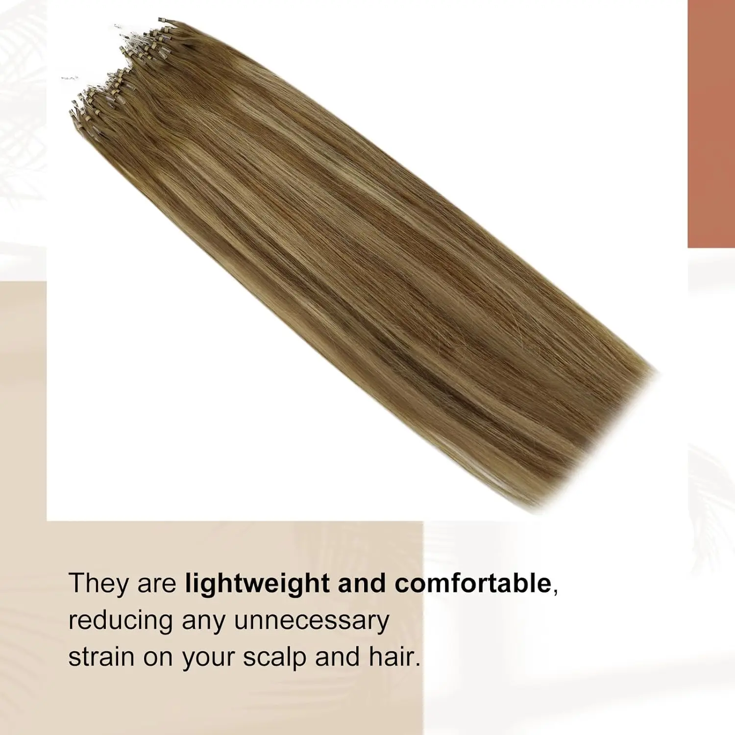 LaaVoo Micro Link Human Hair Extensions 100% Real Natural Straight Brazilian Human Hair Pre-Bonded 50G&100G Remy Micro Ring