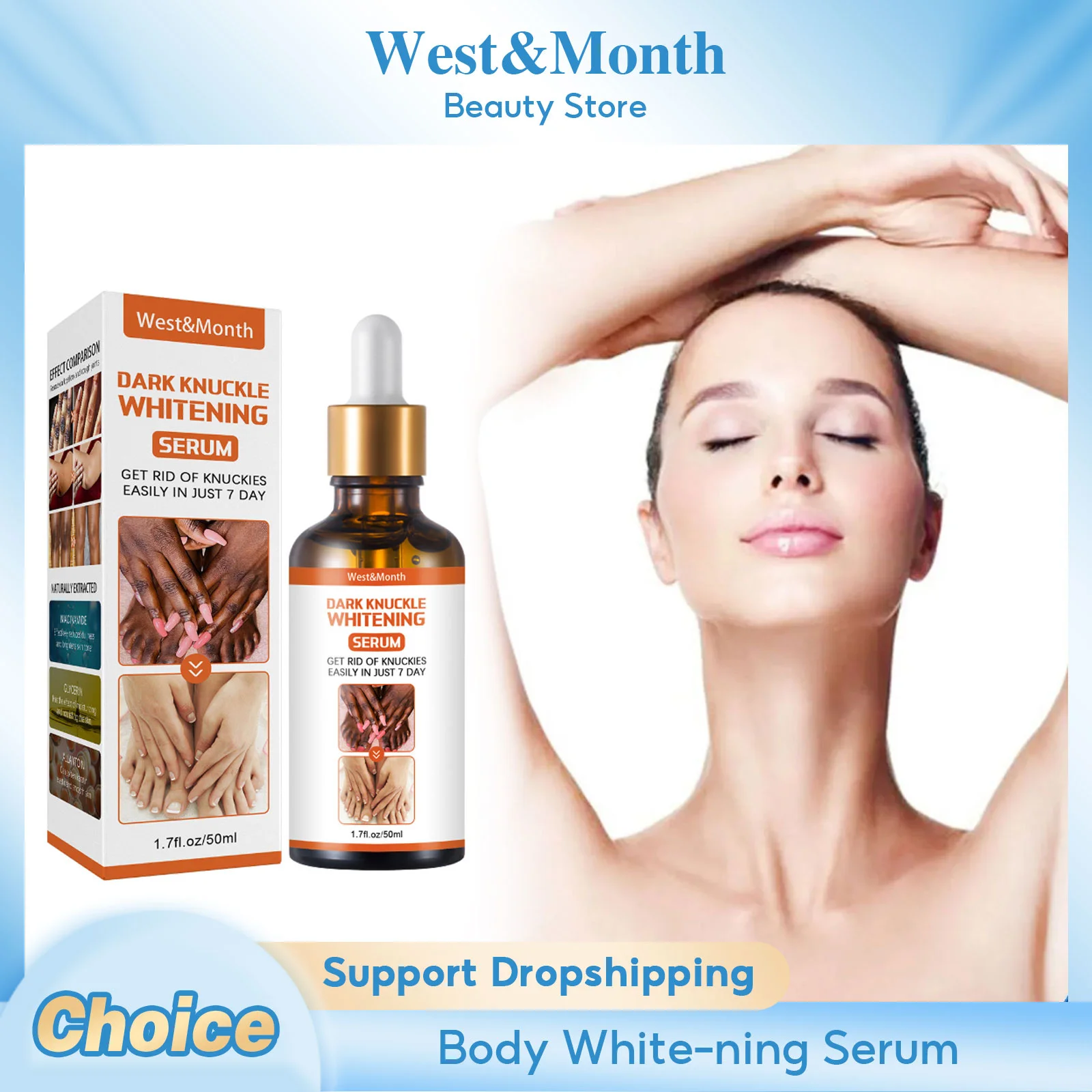 West&Month Dark Knuckle Whi-Tening Serum Hand Joint Brightening Essence Improve Melanin Revitalizing Smoothing Body Skin Care facial serum facial essence whitening serum
