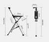 A 2-in-1 portable folding cane and chair combination that can be quickly folded and unfolded, equipped with a seat and three leg 3