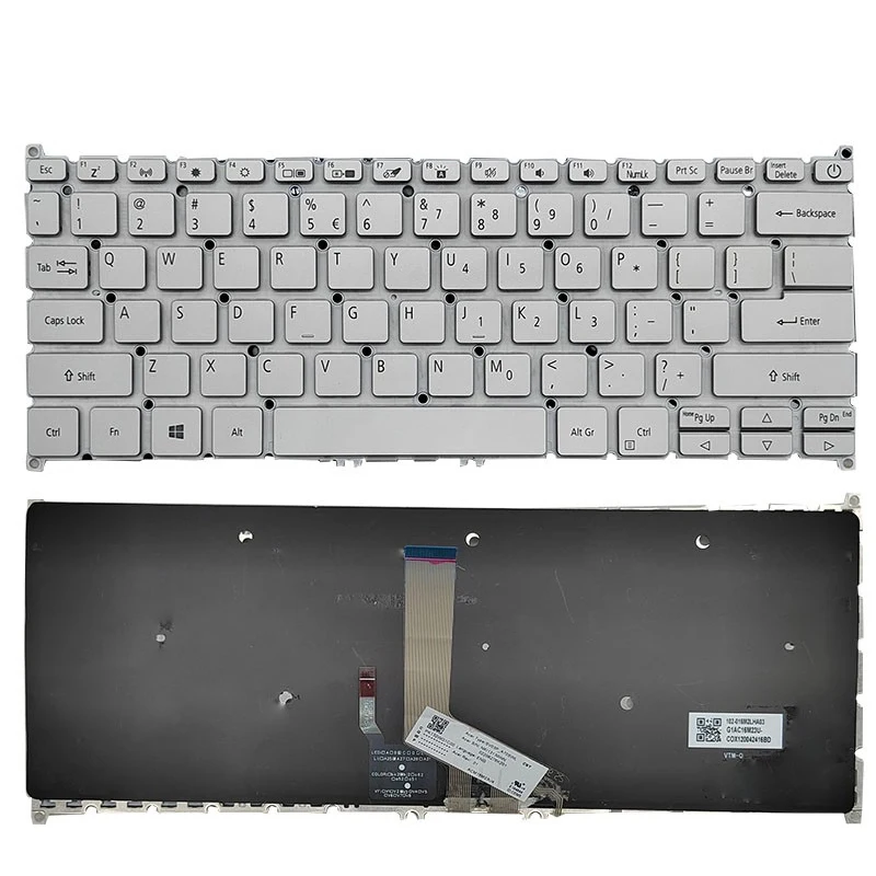 Layout dos Eua Teclado com Luz de Fundo para Acer Swift Sf31442 Sf314-42-r5nf N19c4 N19h4 Sf31457g-52xg Prata Novo