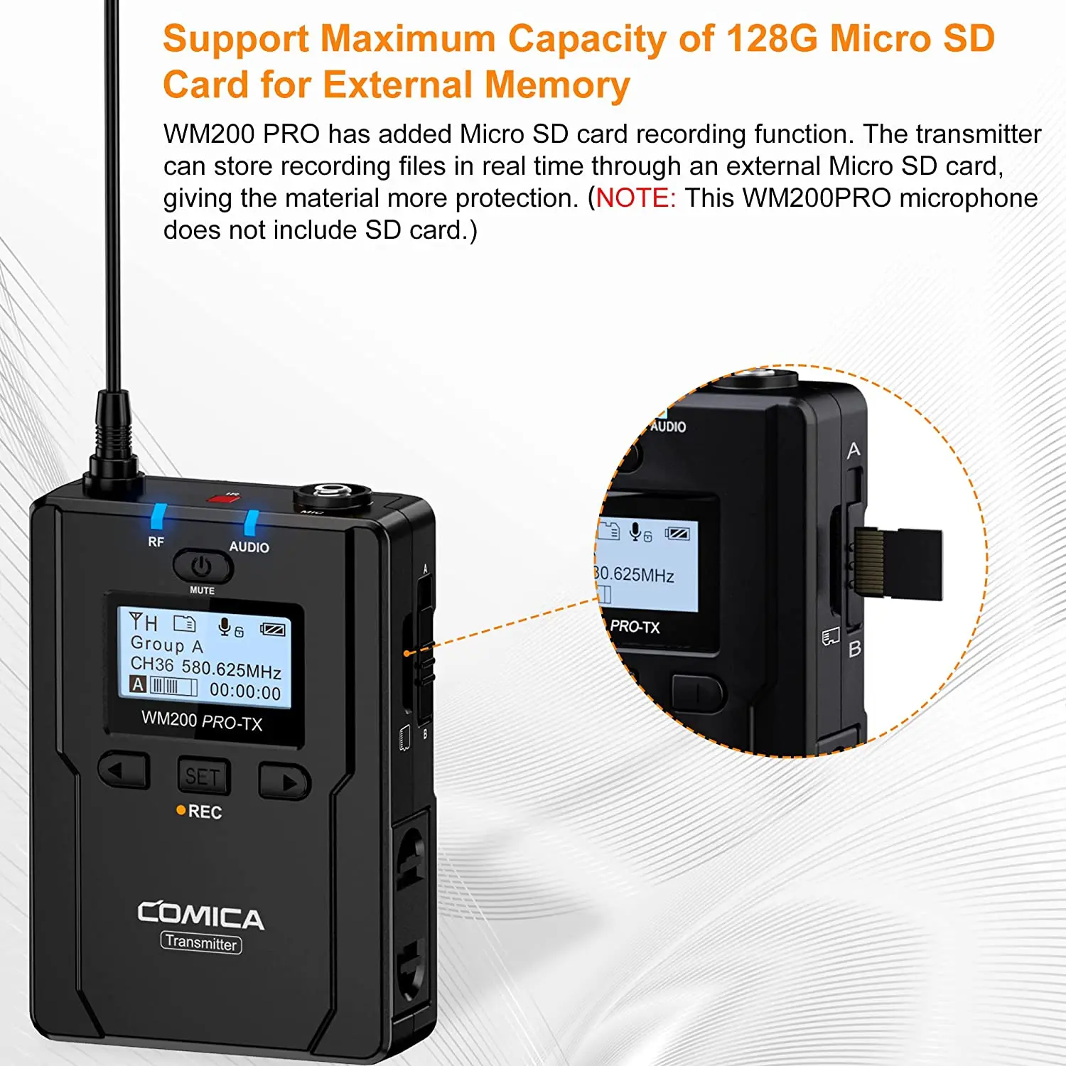 CVM-WM200 PRO Metal UHF Dual-Channel Wireless Microphone for Smartphone Camera C