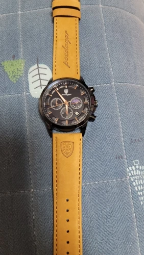 Poedagar relógio de quartzo masculino luxo esportes à prova dwaterproof água cronógrafo luminoso data homem relógio de pulso negócios couro relógios masculinos photo review